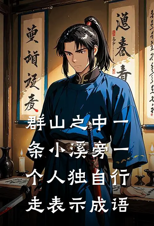 群山之中一条小溪旁一个人独自行走表示成语